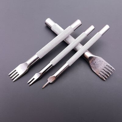 Leder Handwerk Lochstanzen Nähen Stanzen Meißel Werkzeug 1+2+4+6 Zinken Set