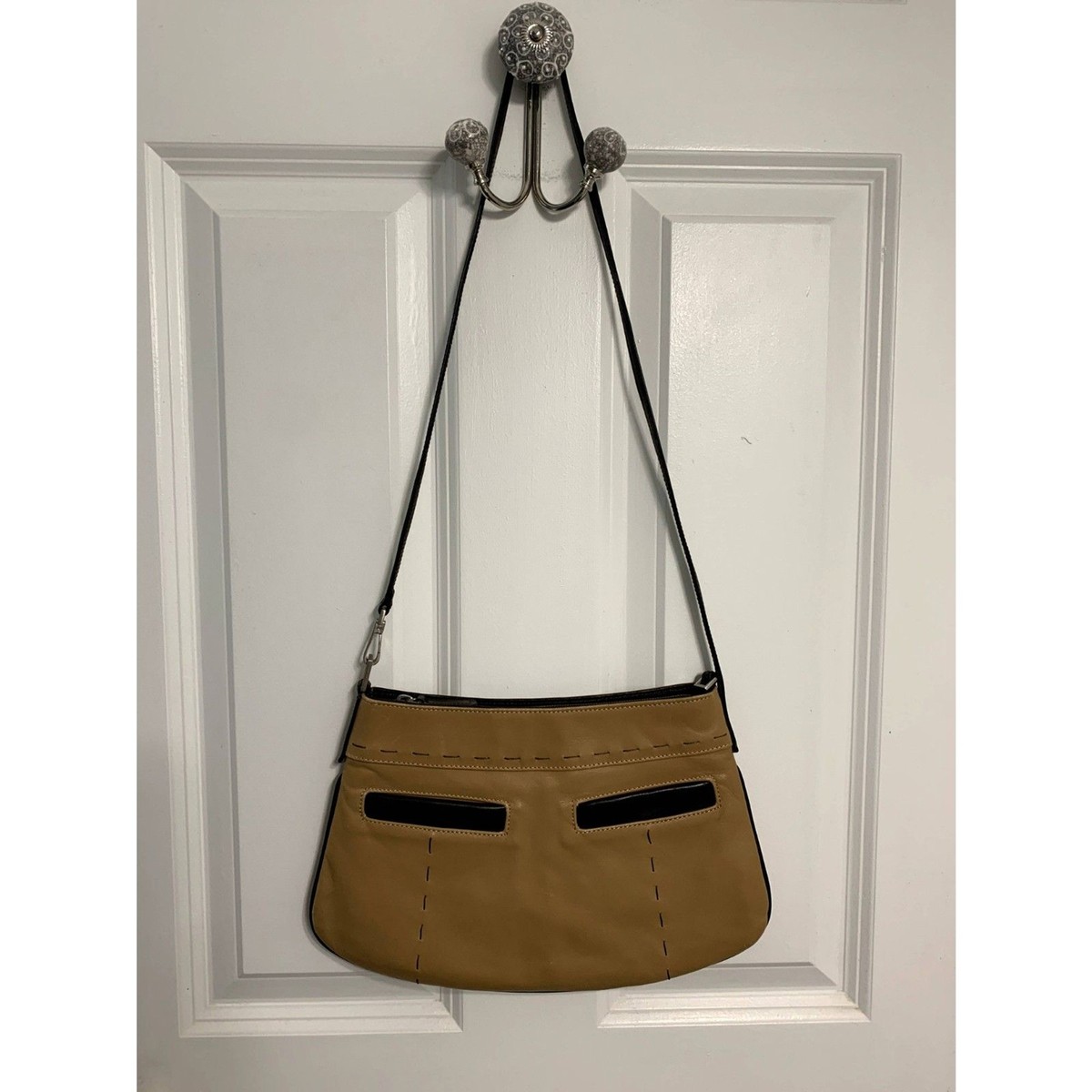 Caterina Lucchi Italian Leather Brown Two Tone Vintage Crossbody