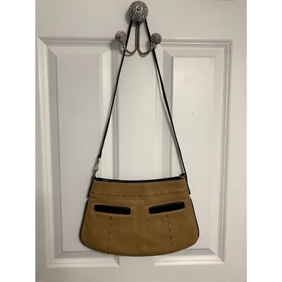 Caterina Lucchi Italian Leather Brown Two Tone Vintage Crossbody Purse EUC 