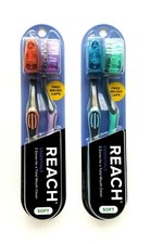 Reach Essentials Soft Toothbrushes with Caps. 2 Count 2 Pack 