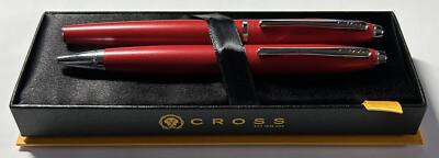 CROSS CALAIS RED BALL AND ROLLER BALL PEN SET
