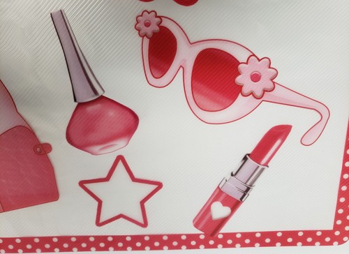 Set of 4 VINYL SEMI CLEAR PLACEMATS 12" x 18", GLAM LADIES, MAKE-UP ACCESSORIES - Picture 3 of 9