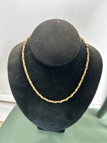 Chocker/Collar Vintage Monet Tono Dorado Bambú Texturizado Eslabón 16"R - Imagen 4 de 7