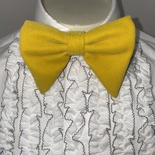 NEW Bow Tie VTG Floppy Wide Velour Necktie Prom Tuxedo Yellow 60s 70s Repro MENS