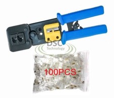 RJ45 Crimp Tool Combo  100 EZ-Cat6 Connectors-- USPS Shipping