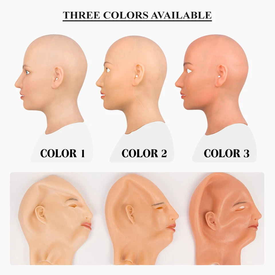 Realistic Silicone Female Face Mask Crossdresser Head Mask For women For Cosplay - Image 2 of 4