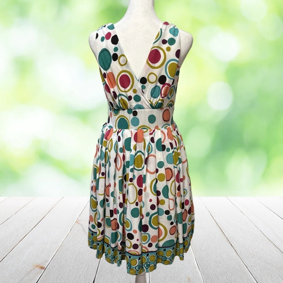 Vestido ARYEH Vintage M Retro Lunares Ajuste Acampanado Fiesta Mod Años 60 Anthropologie Divertido Foto 2 de 4