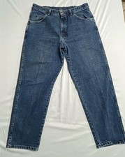 Wrangler Straight Fit Dark Blue Medium Wash Cotton Denim Jeans Men s Size 36x30