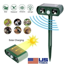 Solar Power Ultrasonic Animal Repeller Pest Repellent Skunk Deer Raccoon Garden