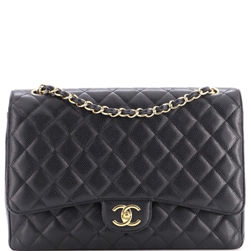 Chanel Classic Double Flap Bag Quilted Caviar Maxi