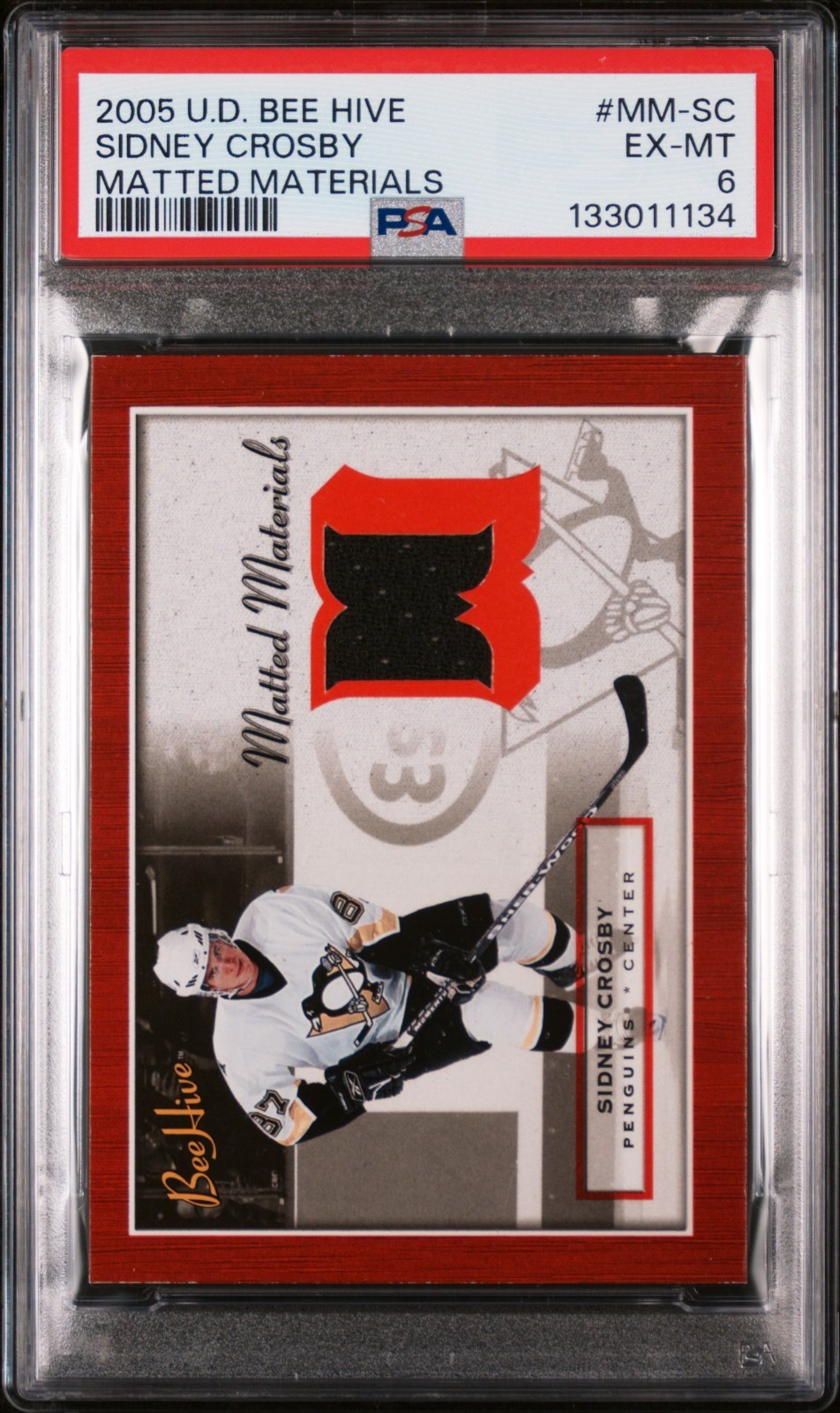 2005 Upper Deck Bee Hive Sidney Crosby Matted Materials Swatch Rookie PSA 6 view 3