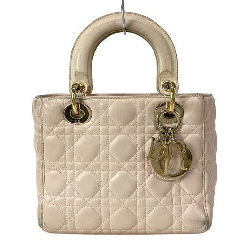Auth DIOR / Christian Dior Lady Dior Small / My Lady Dior Peau d'agneau rose clair