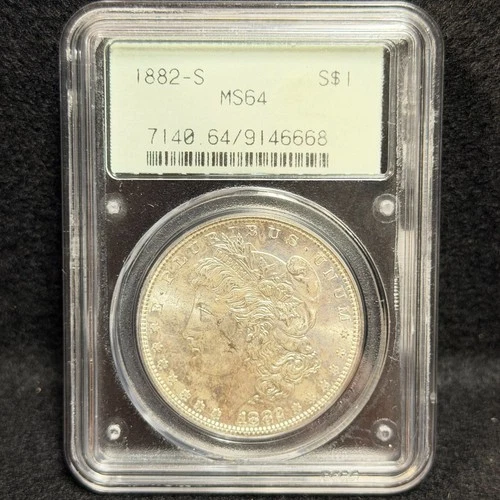 1882-S Morgan Dollar PCGS MS64 OGH Old Holder. Great Luster!!!