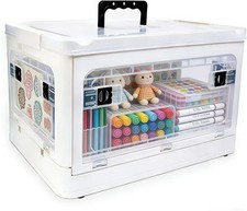 24QT Craft Storage Box with Removable Trays - Art Supply Organizer Marker Orga
