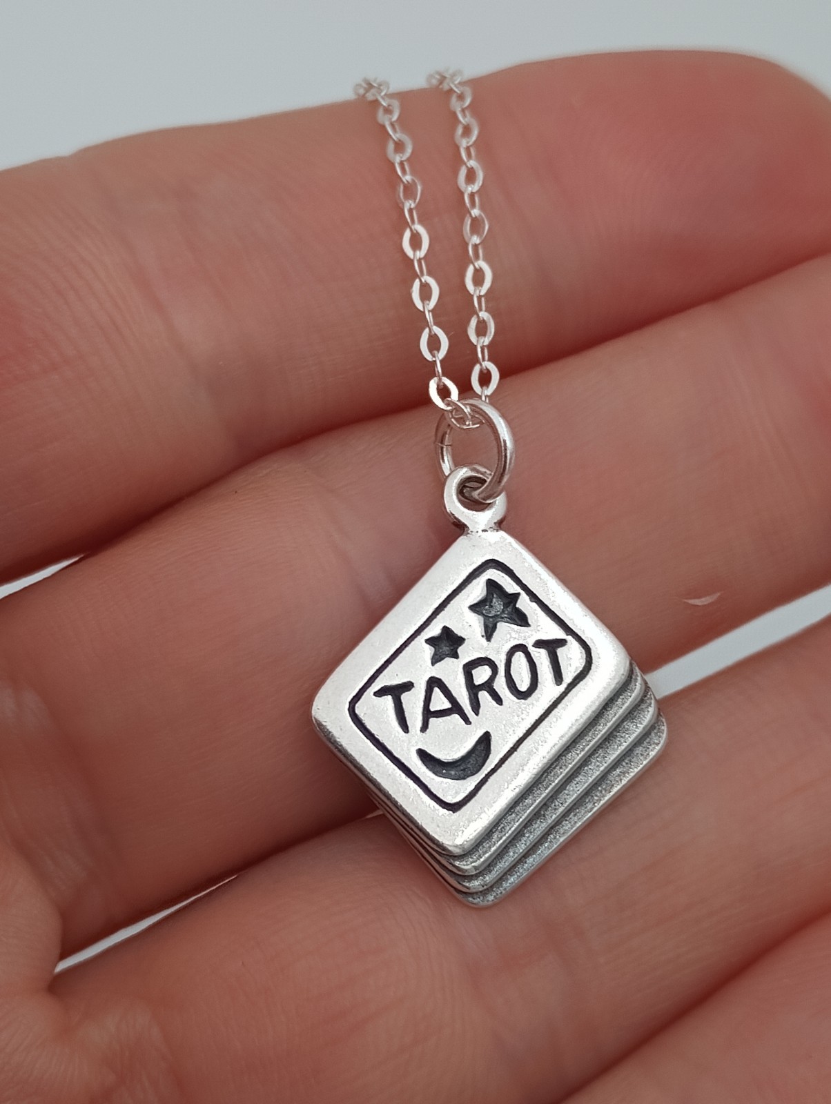 TAROT necklace sterling silver Tarot deck pendant charm 925 18