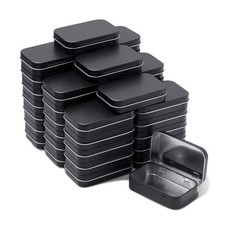 40pcs Metal Rectangular Empty Hinged Tin Box Containers Mini Portable Small Box