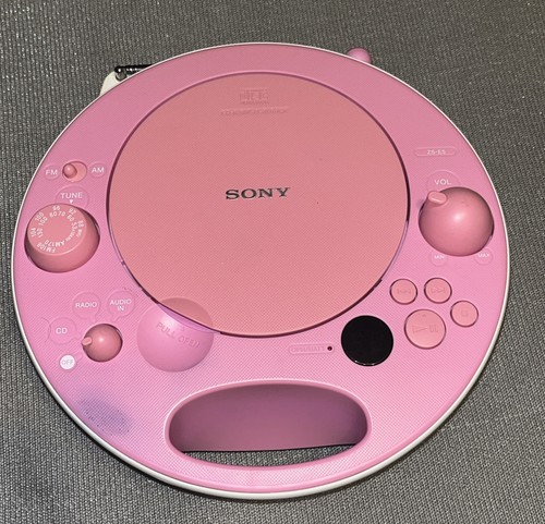 Sony ZS-E5 Portable CD Player AM/FM Radio Pink Tested Works No Ac Adapter