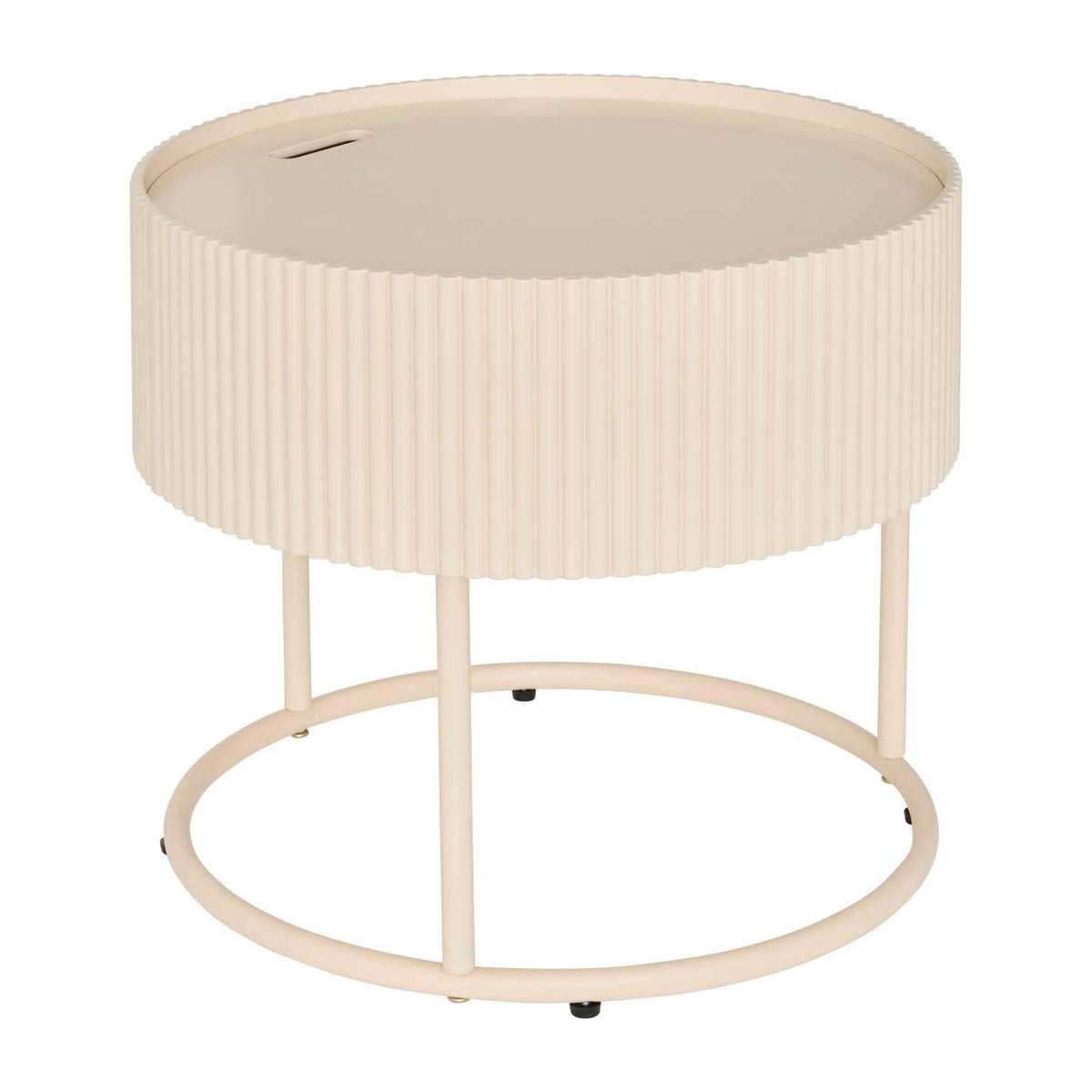 Table basse rangement Juna 45cm beige pour ranger le salon