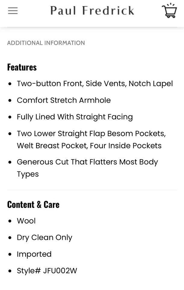 Paul Fredrick Single Breasted Notched Lapel Sport Coat Plum Wool 42R EXCELLENT - Image 4 of 4