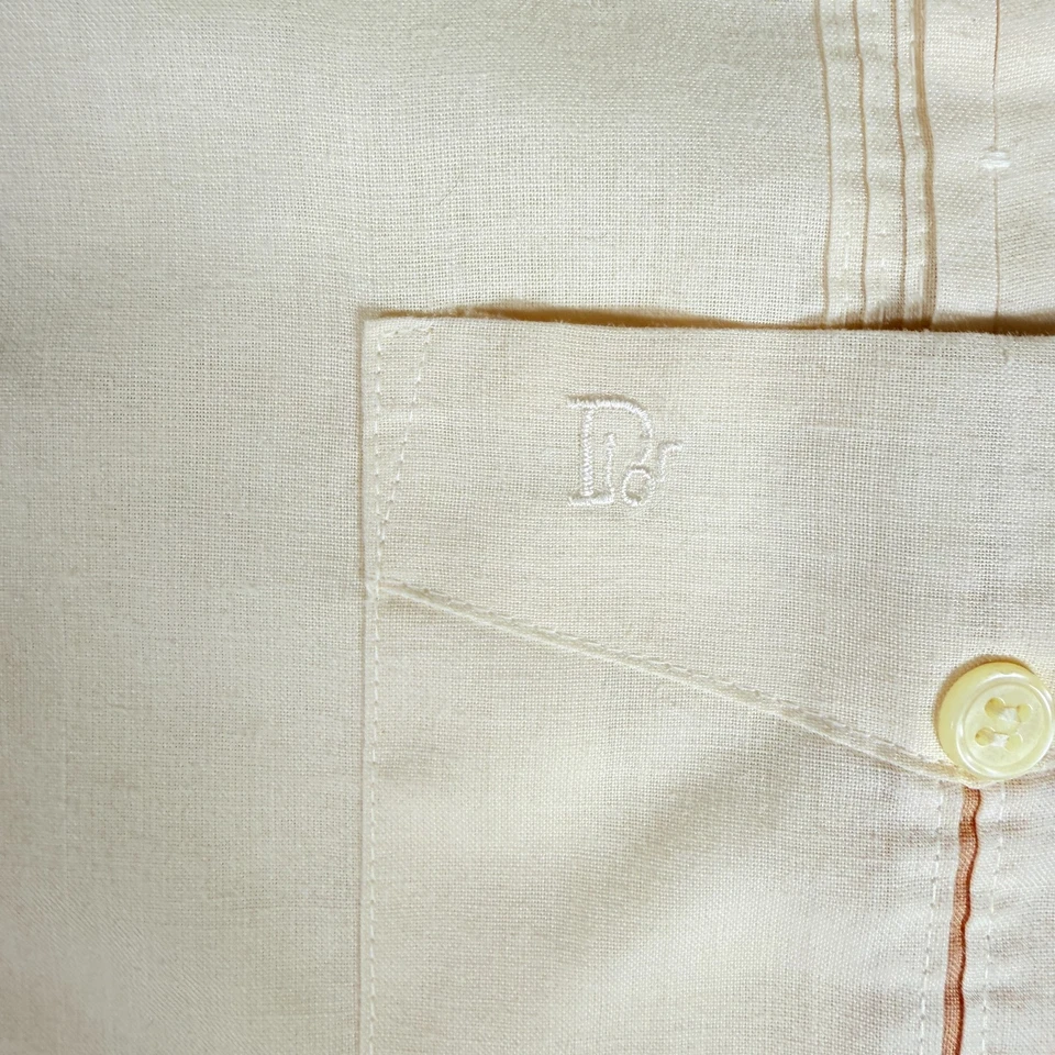 Christian Dior VTG 70s/80s Rare Ramie and Linen Guayabera Button Up Shirt Large - Image 3 of 4