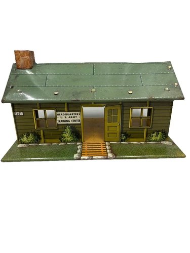 Vintage Marx US Army Training Center T3-21 Headquarters Tin Litho Building Toy