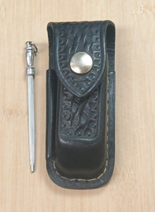 Victorinox Swiss Army Embossed Black Leather Belt Sheath with Sharpening Steel