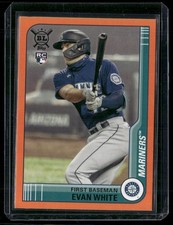 Evan White 2021 Topps Big League Orange Border Auto Seattle Mariners #35