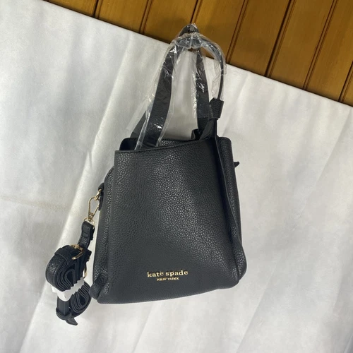 NUOVA borsa a tracolla Kate Spade New York in pelle ciottolata nera 8"x8"x5"