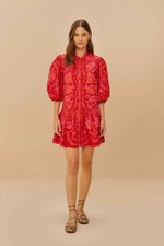 Farm Rio Olivia Organic Cotton MiniDress Women's Dress Size XS Red Floral