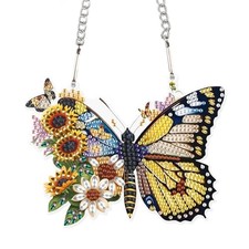 Diamond Painting Kit Ornament with Hanging Chain DIY Diamond Art Butterfly