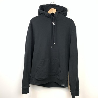 Courreges Paris Hoodie Sweater Black Sz XL Pocket Cotton Hood Quiet Luxury