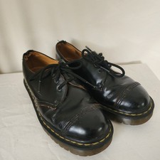 Vtg Dr Marten Doc Martens Cap Toe Oxford Shoe England Yellow Trim UK 7 US 8