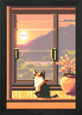 Pixel Kunst Katze Gerahmtes Wandbild Poster Leinwanddruck Bild