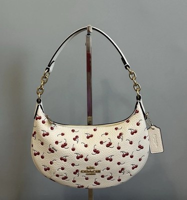 NWT COACH Mini Payton Shoulder Bag Cherry Print Pebble Leather CFD04 Chalk Multi