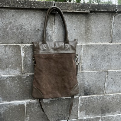 Erica Anenberg Sutton Tote Suede Leather Crossbody Handbag Denim Brown 