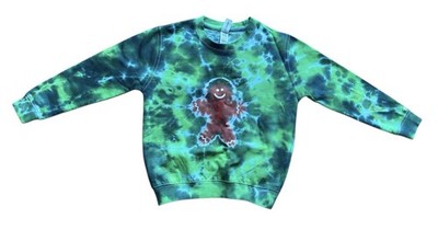 Lebkuchenmann Batik Sweatshirt - Kinder 7-8 Jahre - Handarbeit Weihnachtspullover