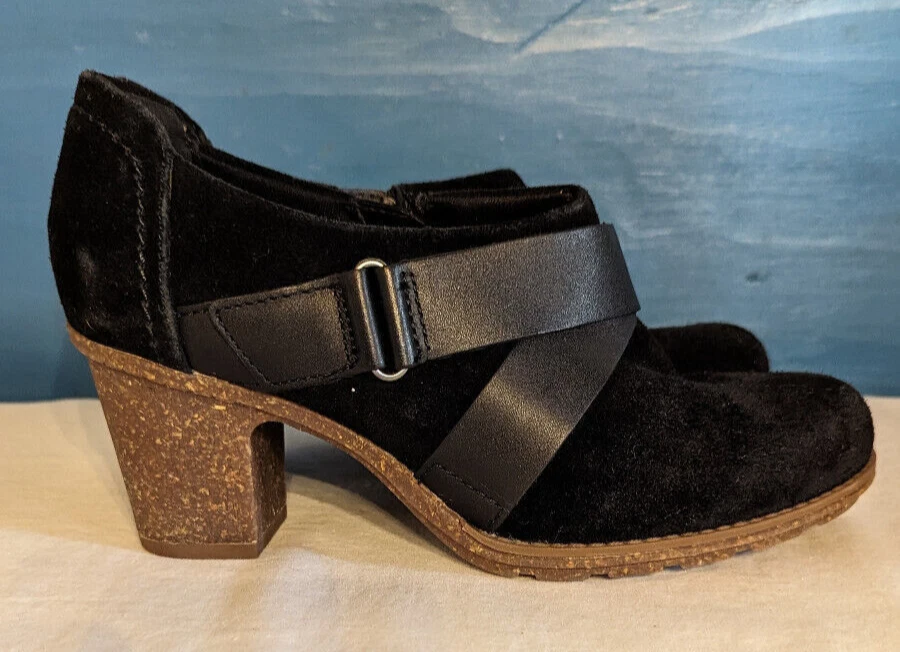 Scarpe Clarks Sashlin Fiona nere in pelle scamosciata da donna taglia 6 5 morbide ammortizzate usate in ottime condizioni