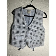 Vintage TanTrums Gingham Vest Small Blue White Cotton Cottagecore Prairie