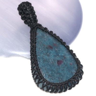 Macrame Thread Ruby In Fuchsite Pendant 1.7'' Elegant Jewelry Most Beautiful GW