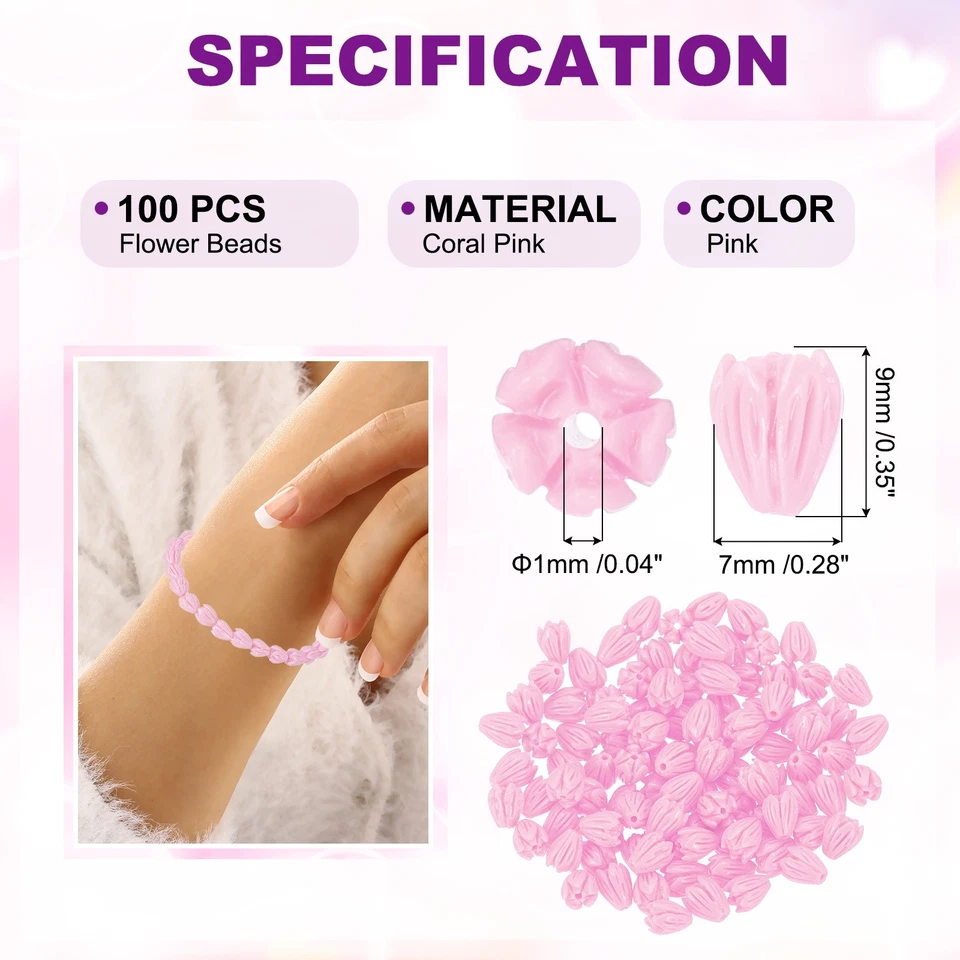 9x7mm Beads Coral Flower, 100 Pcs Cute Jasmine Flower Shell Bead, Purple - Image 2 of 4