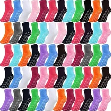 45 Pairs Non Slip Yoga Socks Bulk Women Men with Grippers Skid Proof Socks fo...