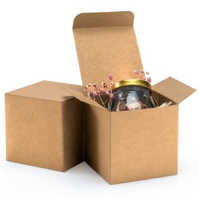 3x3x3 Brown Gift Boxes 50pcs - Recycled Paper Cube Boxes with Lids for Gifts,...