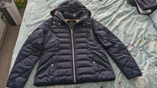 Hollister Navy Faux Fur Lined Puffer Padded Hooded Jacket Coat Size L Large