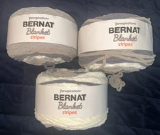 Bernat Blanket Stripes Yarn-Gray Matters Lot Of 3 Super Bulky 6 220 Yds Ea