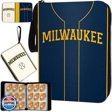 Baseball Card Binder with Sleeves 900 Pocket, Milwaukee Baseball Trading Card...