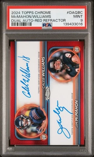 2024 Topps Chrome Rookie Caleb Williams/Jim McMahon Dual Autograph /5 PSA 9