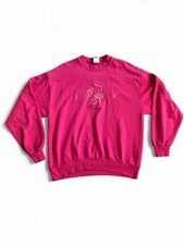 VTG 90s Mickey Unlimited Minnie Mouse Disney Pink Pullover Stitched Sweatshirt L