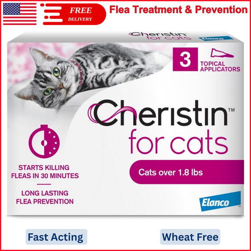 View of Topical Flea Treatment for Cats – 3 Packs, 1.8 lbs, Fast-Acting, 6 Week ...