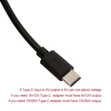 USB C Type C to DC5.5x2.1mm 5V 9V 12V 15V 20V PD Triggers Cable Adjust Voltages