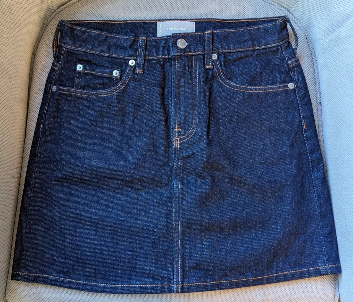 NWOT Everlane Denim Mini Skirt 5 Pocket Western Country Cowgirl, Blue, 27